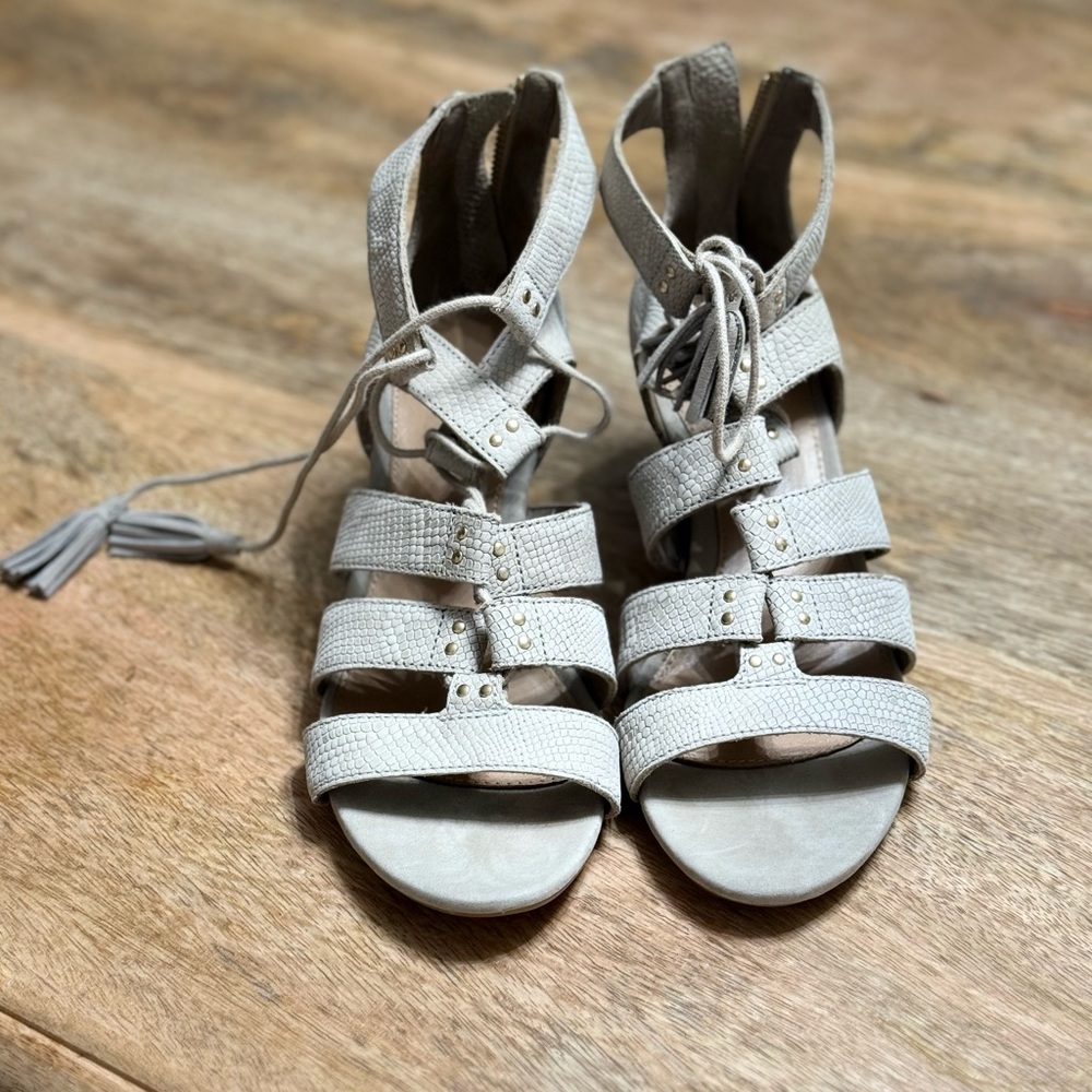 UGG Horchata Yasmin Snake Caged Lace-Up Wedge